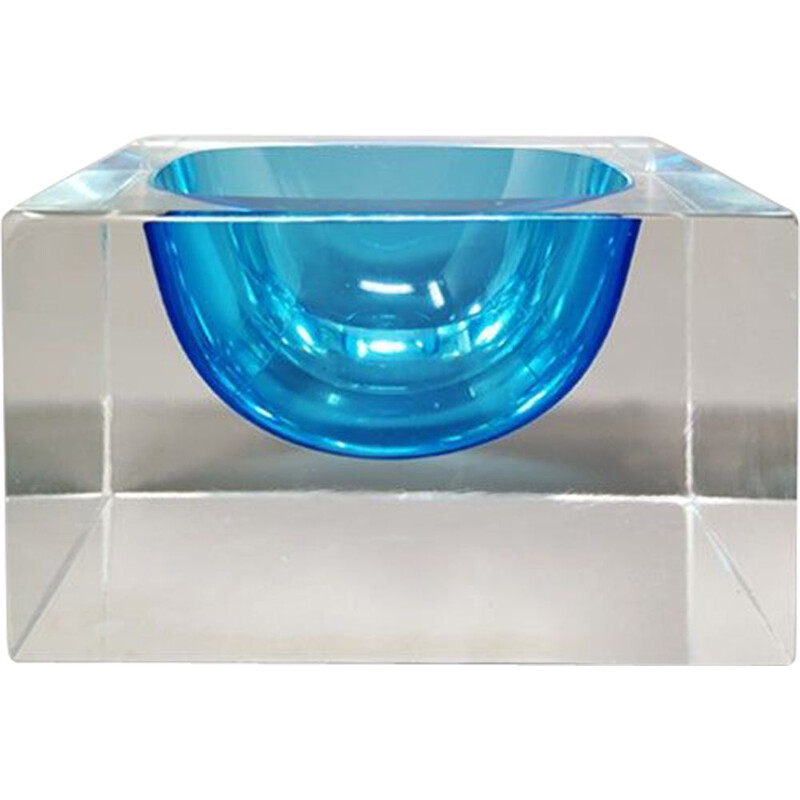 Mid-century blue ashtray or catch-all by Flavio Poli for Seguso, Italy 1960s