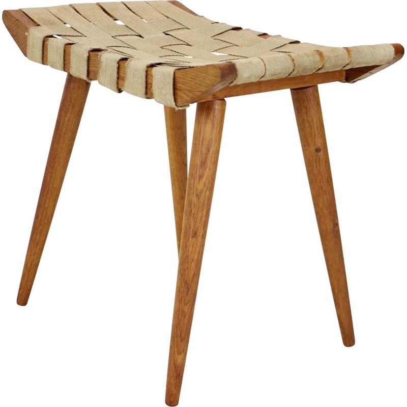 Mid-century wooden stool ULUV, Czechoslovakia 1960