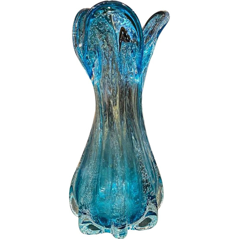 Vase vintage en verre de Murano turquoise, 1970