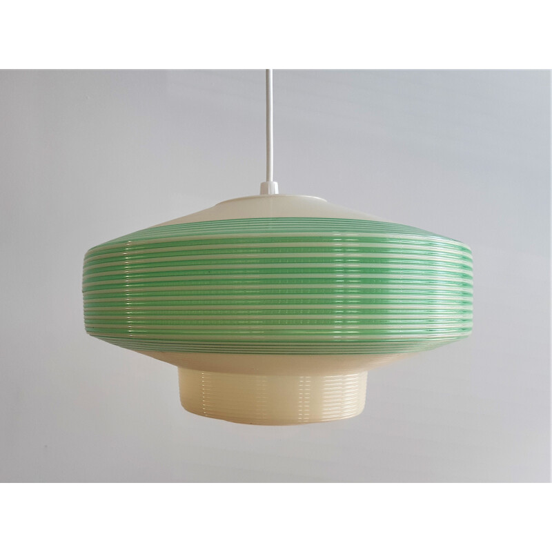 Vintage white and green pendant lamp for Rotaflex, 1960s