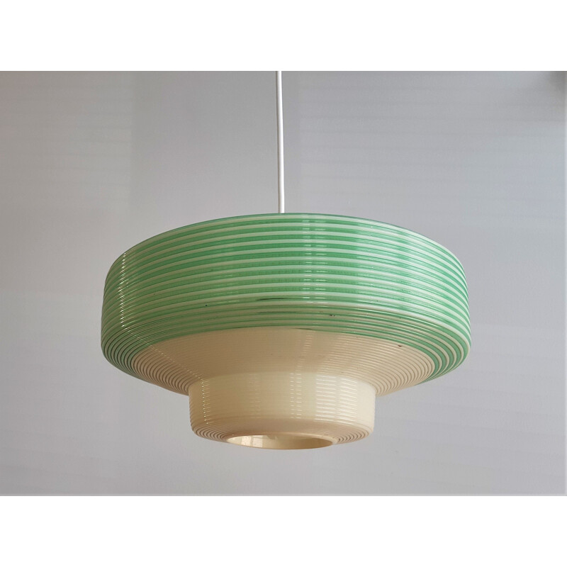 Vintage white and green pendant lamp for Rotaflex, 1960s