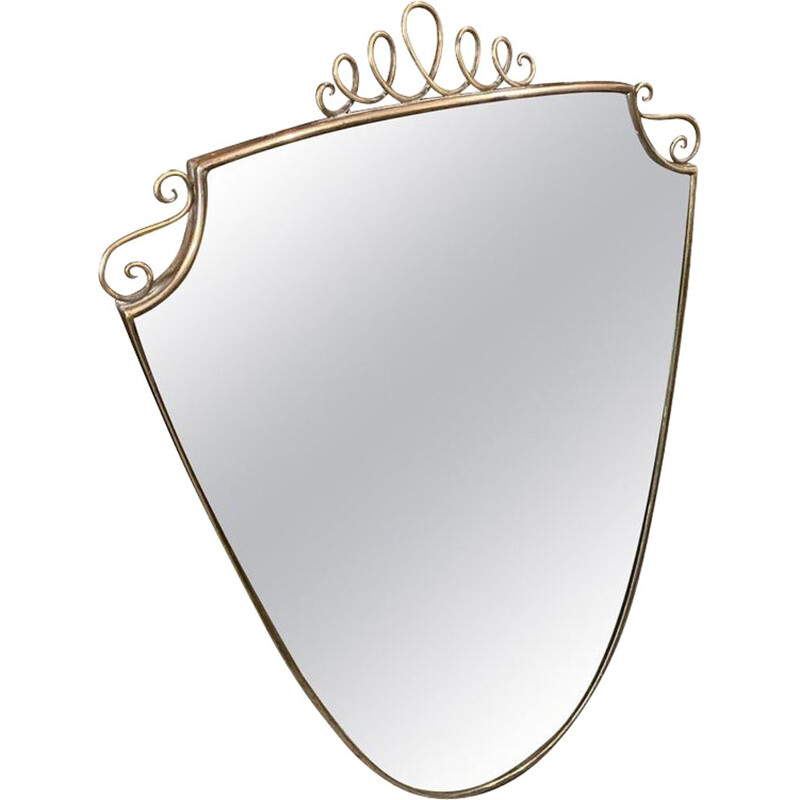 Mid-century modern brass italian wall mirror, 1950s