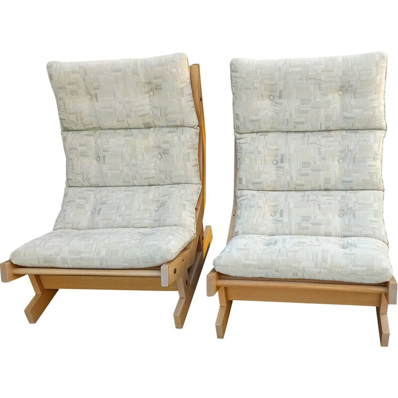 Paar vintage eiken fauteuils van Laboremus Viborg, 1970