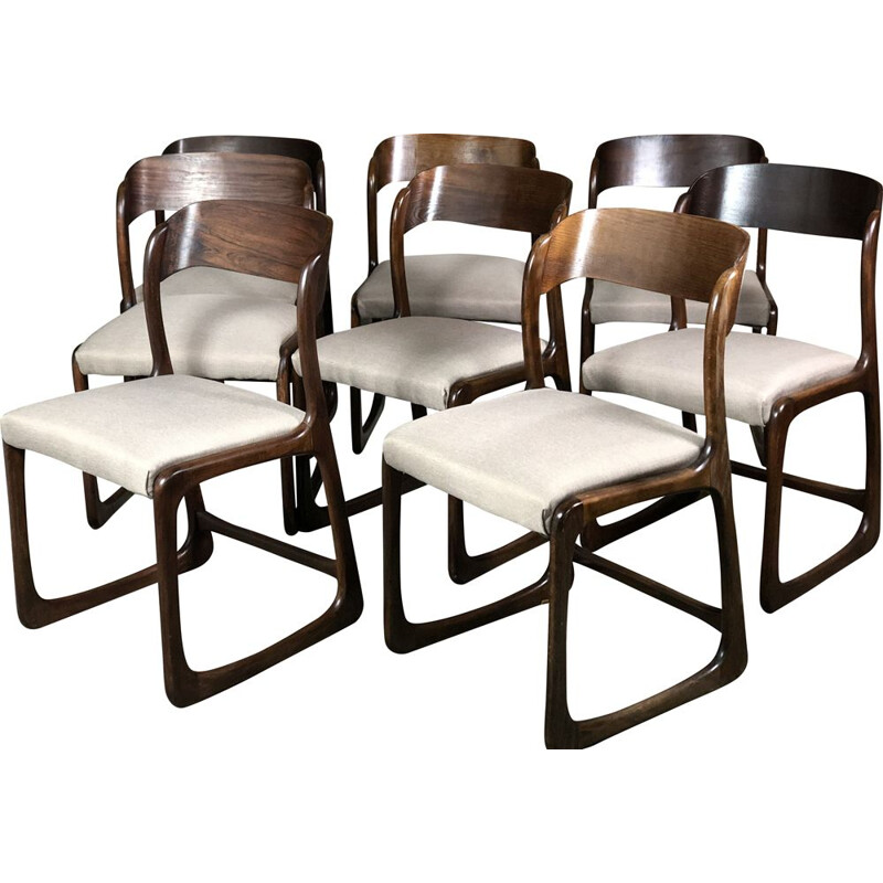 Set of 8 vintage "sled" chairs by Baumann, 1960