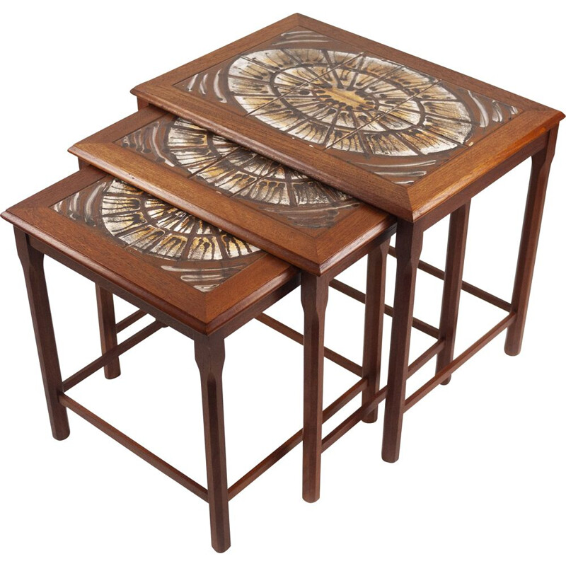 Set of 3 vintage teak nesting tables from Mobelfabrikken Toften, Denmark 1960s