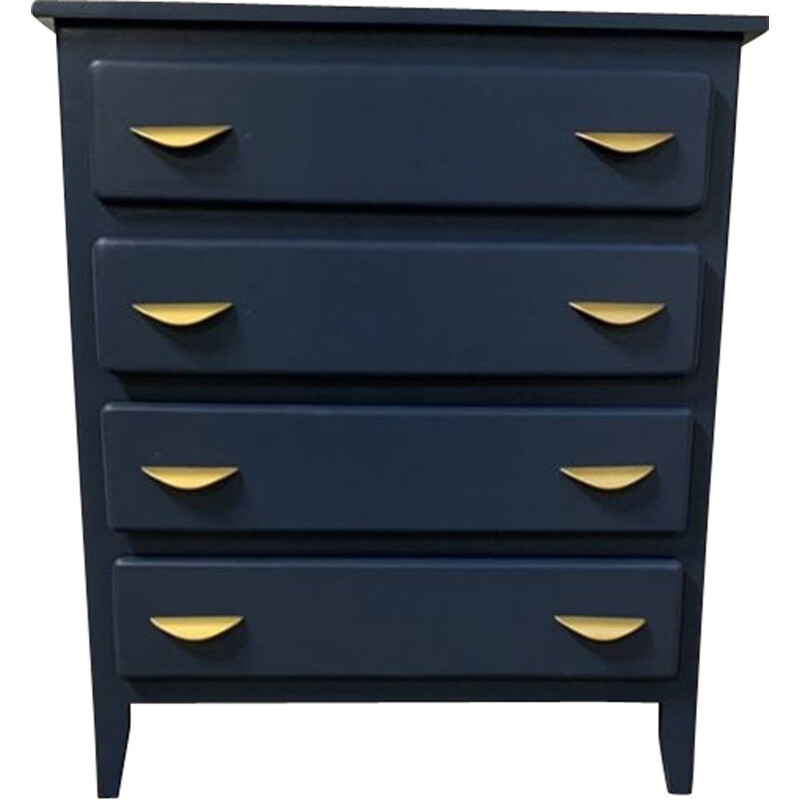 Vintage night blue chest of drawers with 4 drawers