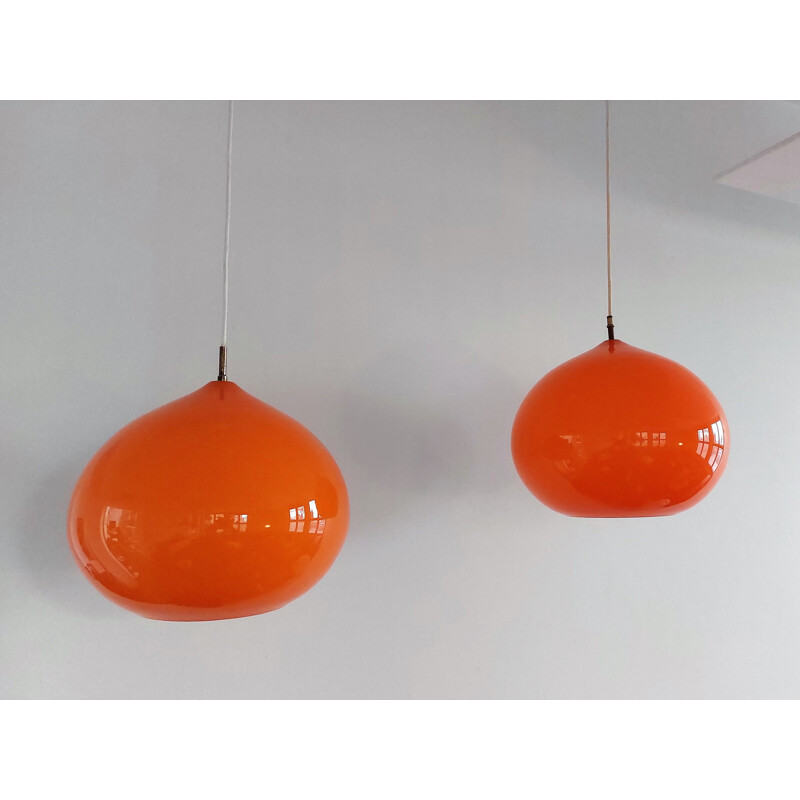 Lámpara de suspensión naranja vintage L51 "Cipola" de Alessandro Pianon para Vistosi, Italia 1950-1960