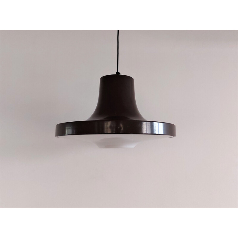 Vintage brown metal pendant lamp with plexiglass diffuser for Ab Fagerhult, Sweden 1960