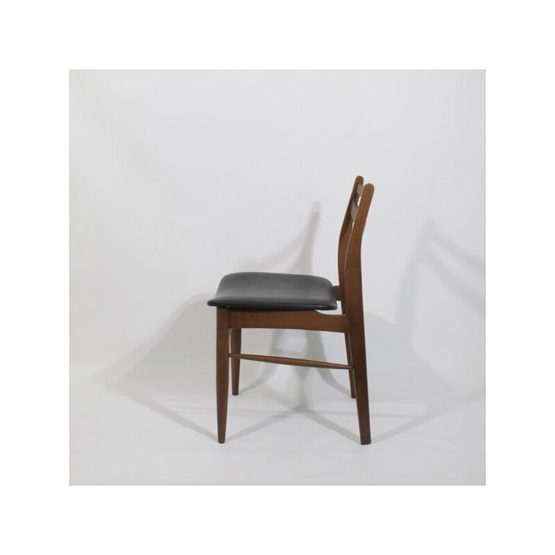 Paire de chaises scandinave vintage en teck et simili cuir, 1960