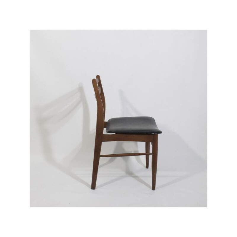 Paire de chaises scandinave vintage en teck et simili cuir, 1960