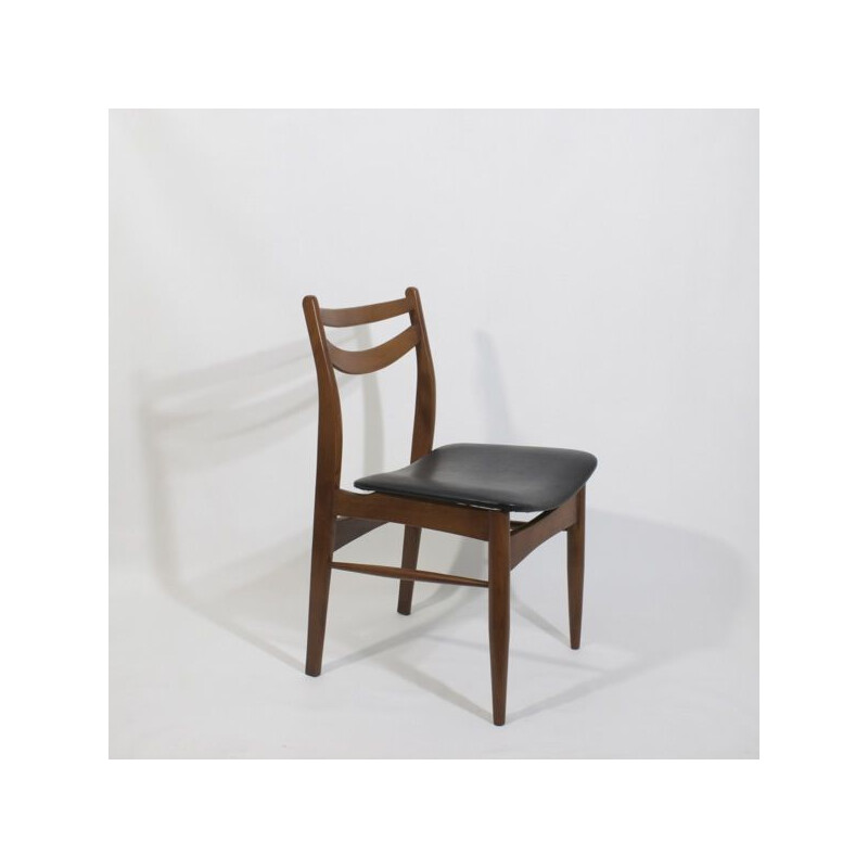 Paire de chaises scandinave vintage en teck et simili cuir, 1960