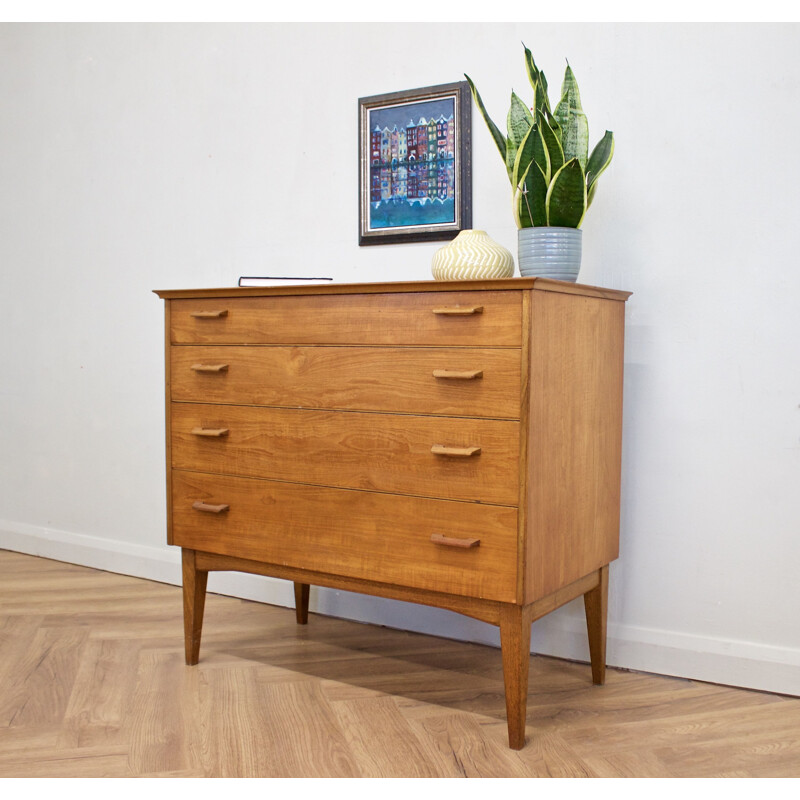 Mid-century walnut chest of drawers by Alfred Cox, UK 1960s