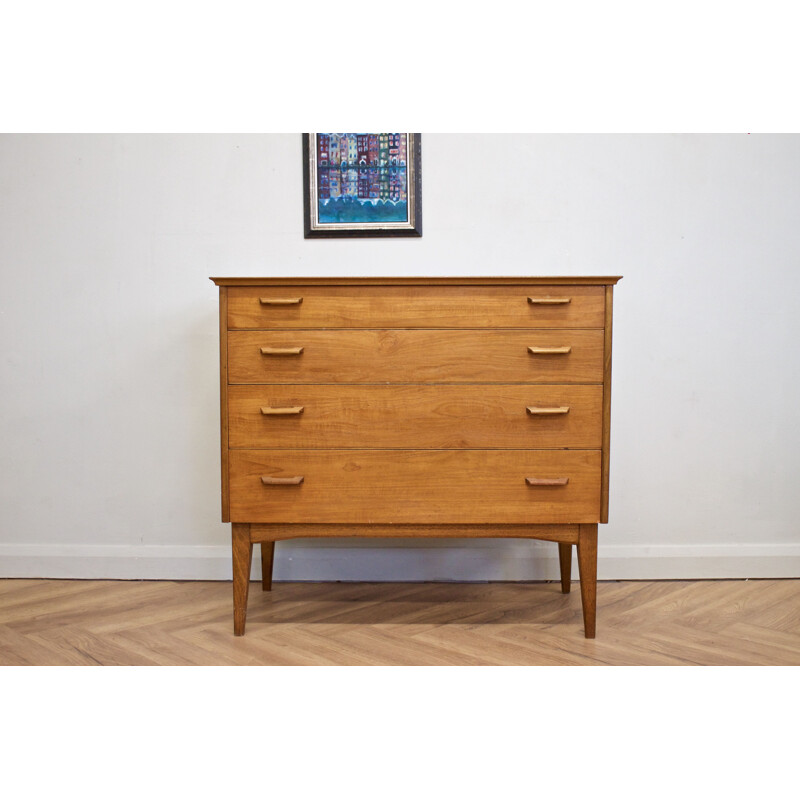 Mid-century walnut chest of drawers by Alfred Cox, UK 1960s