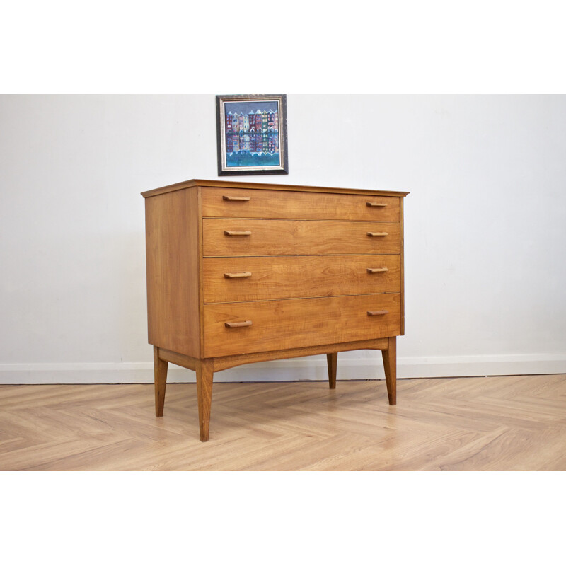 Mid-century walnut chest of drawers by Alfred Cox, UK 1960s