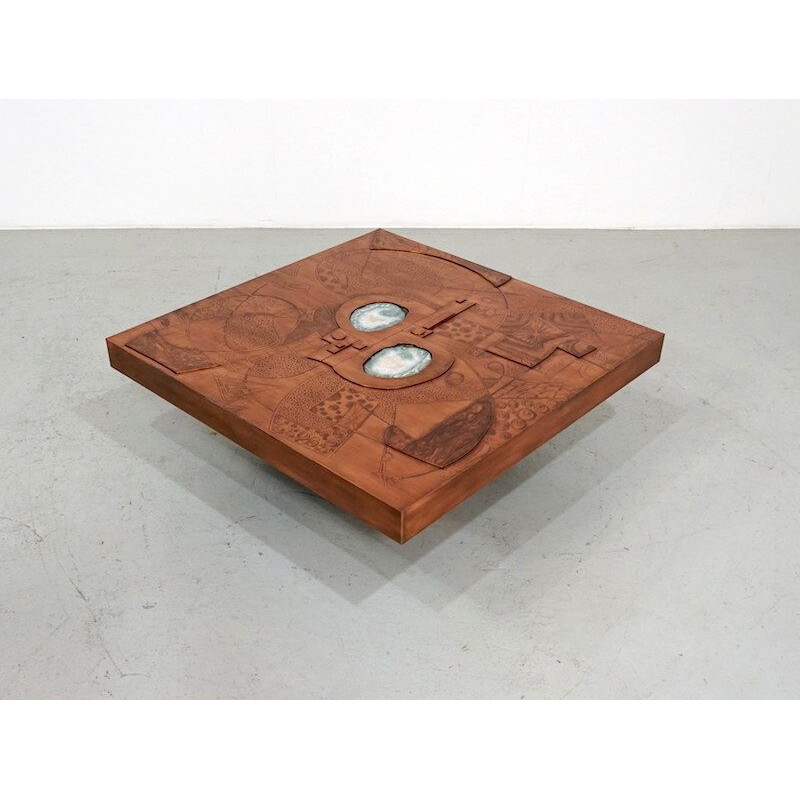 Copper vintage coffee table by Felix de Boussy for Studio Belgali