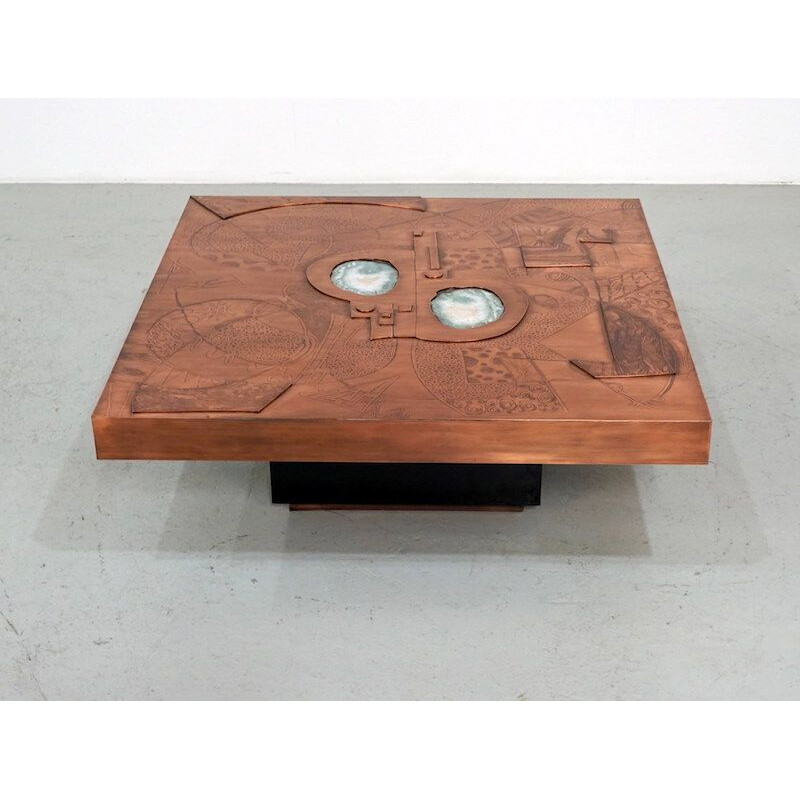 Copper vintage coffee table by Felix de Boussy for Studio Belgali