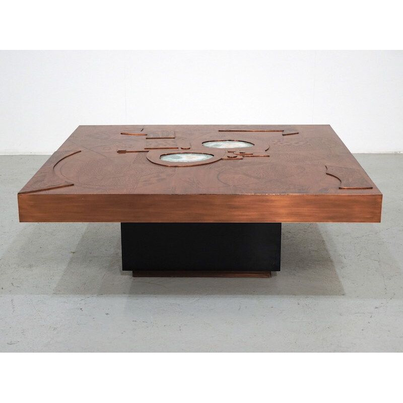 Table basse vintage en cuivre de Felix de Boussy pour le Studio Belgali