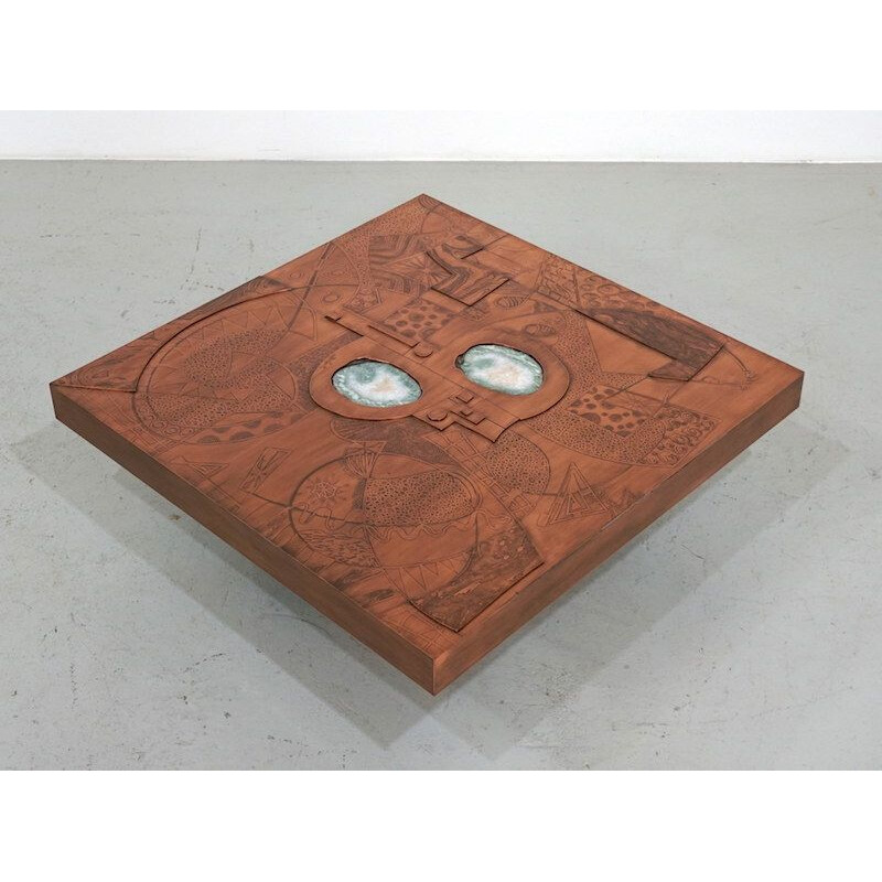 Copper vintage coffee table by Felix de Boussy for Studio Belgali