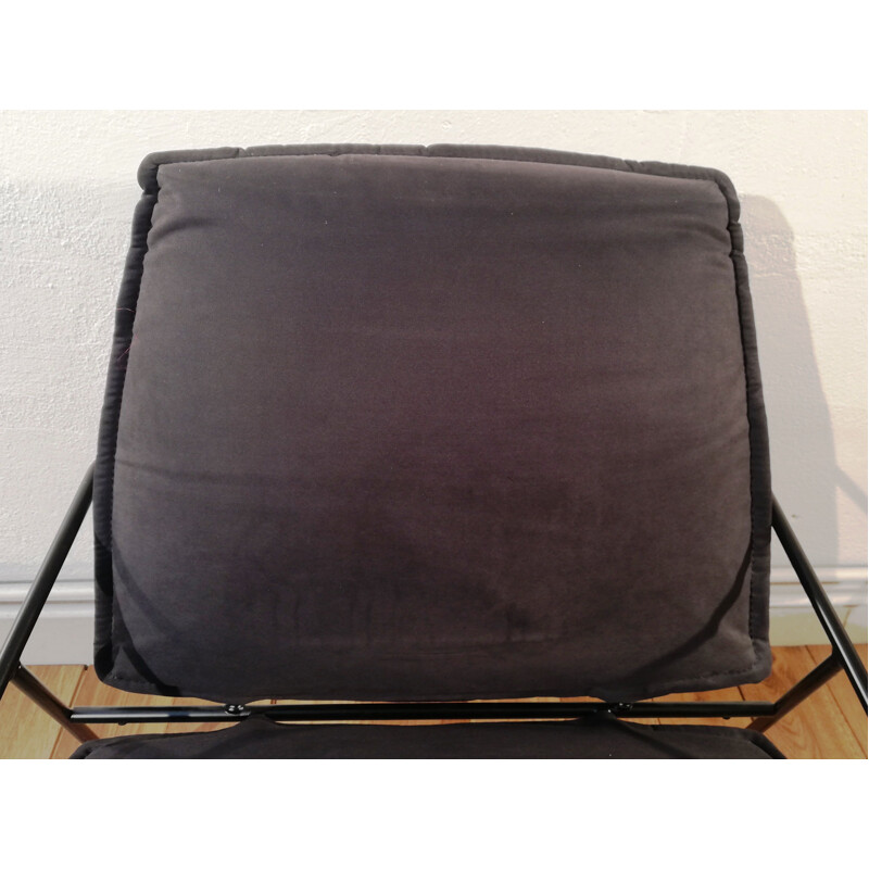 Vintage black fabric armchair, 1980