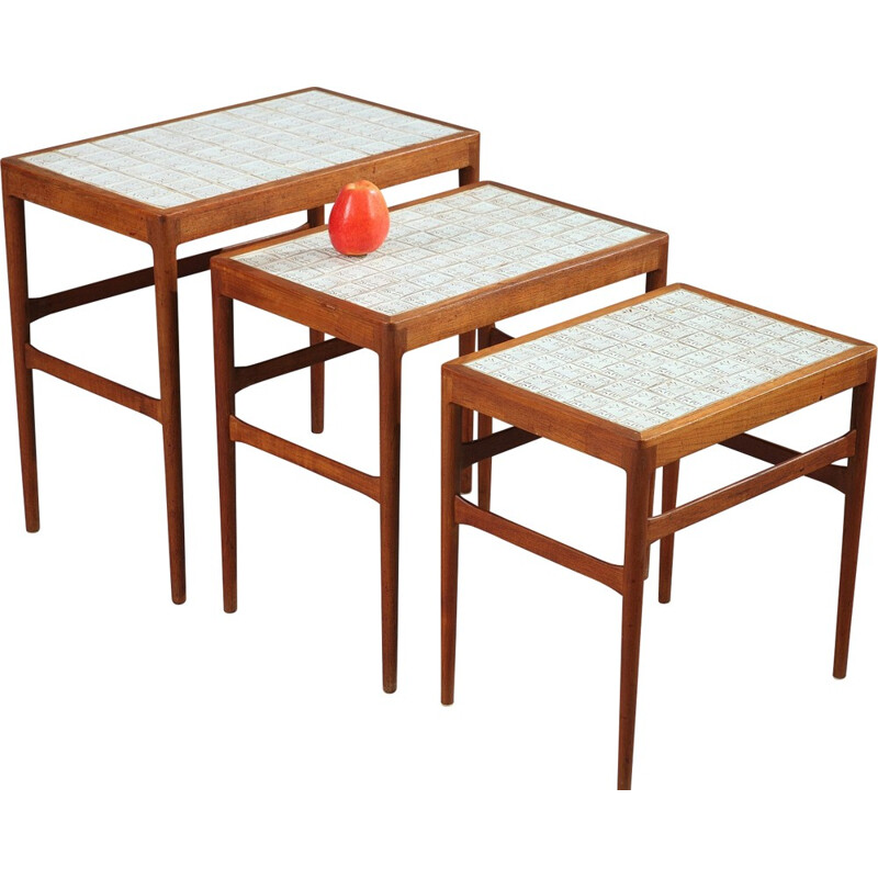 Set of 3 teak tables, Knud MORTENSEN - 1950s