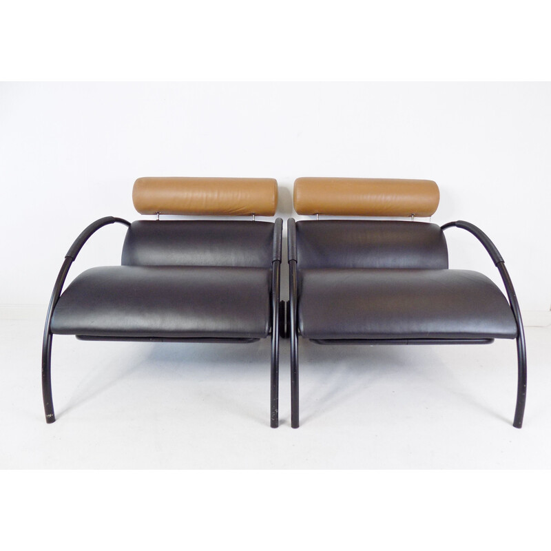 Paire de fauteuils vintage en cuir de Peter Maly pour Cor Zyklus
