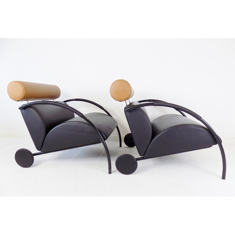 Pair of vintage leather armchairs by Peter Maly for Cor Zyklus