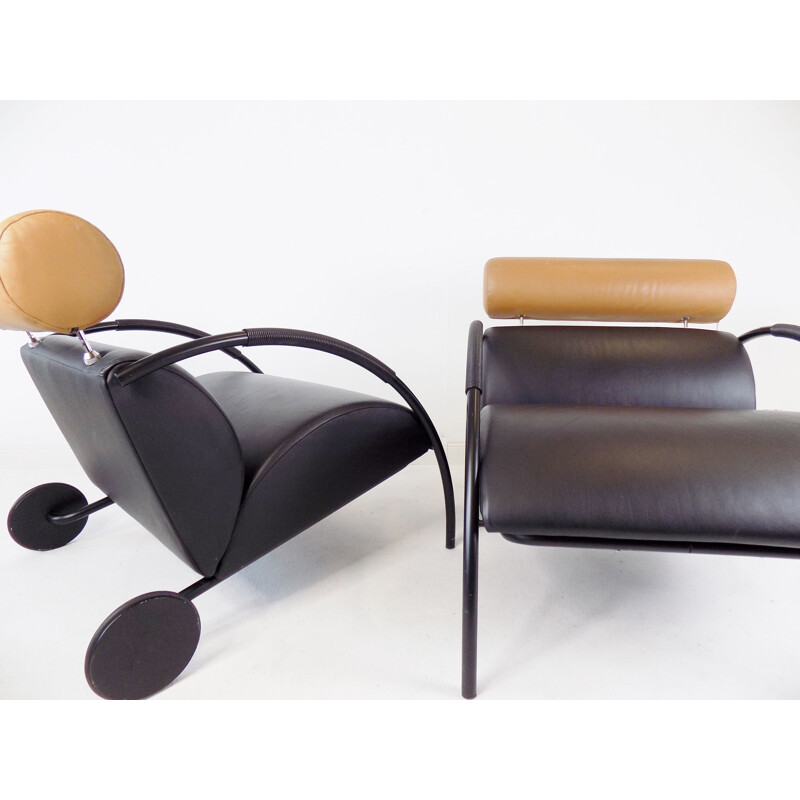 Paire de fauteuils vintage en cuir de Peter Maly pour Cor Zyklus