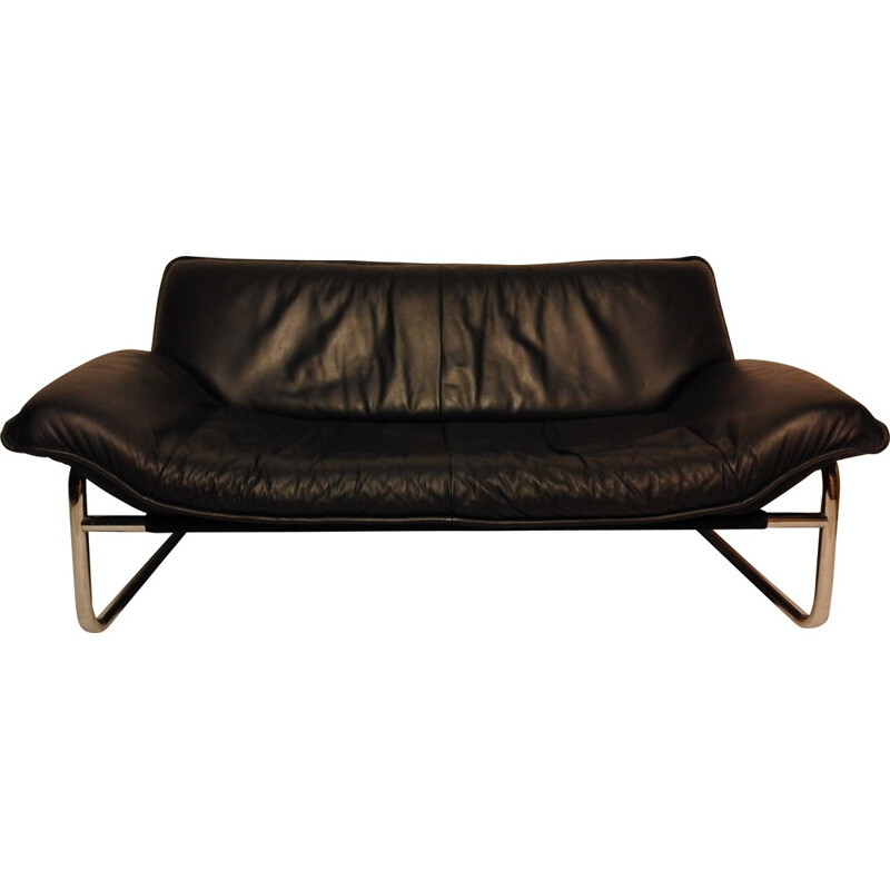 Swedish 2 seater sofa in leather - 1970s