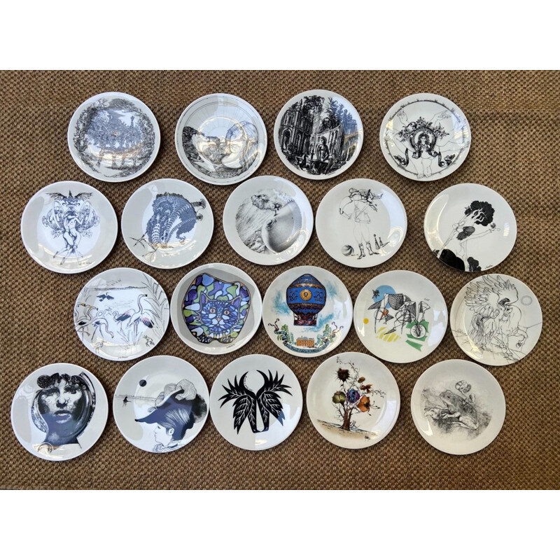 Set of 16 vintage porcelain plates by Haviland Limoges, 1970
