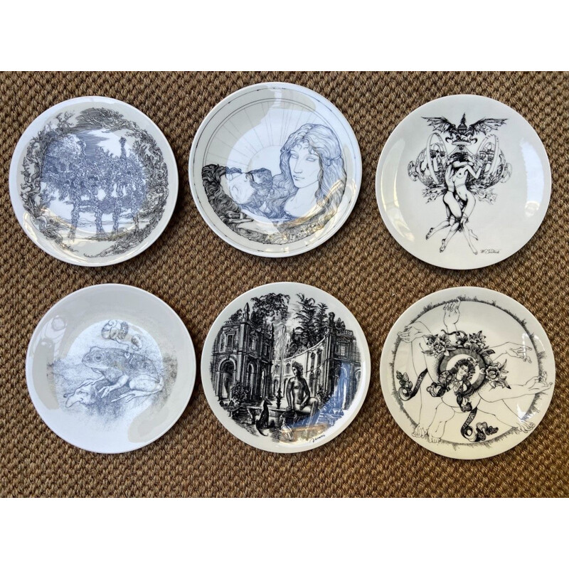 Set of 16 vintage porcelain plates by Haviland Limoges, 1970