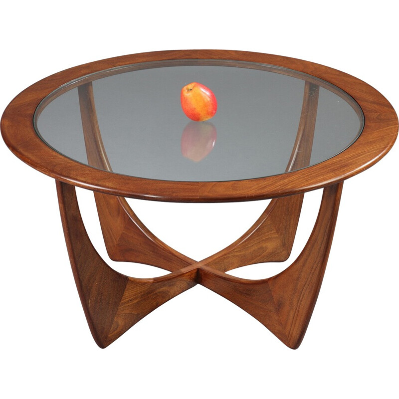 Round G-Plan "Astro" coffee table in teak and glass, Victor WILKINS - 1960s