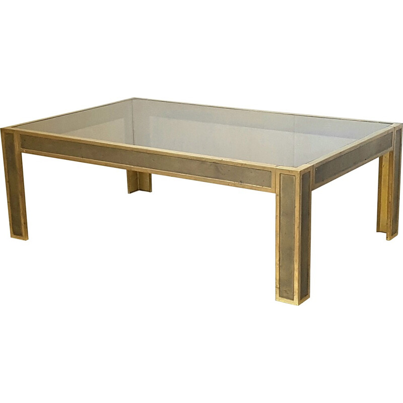 Vintage bronze and glass coffee table, 1970