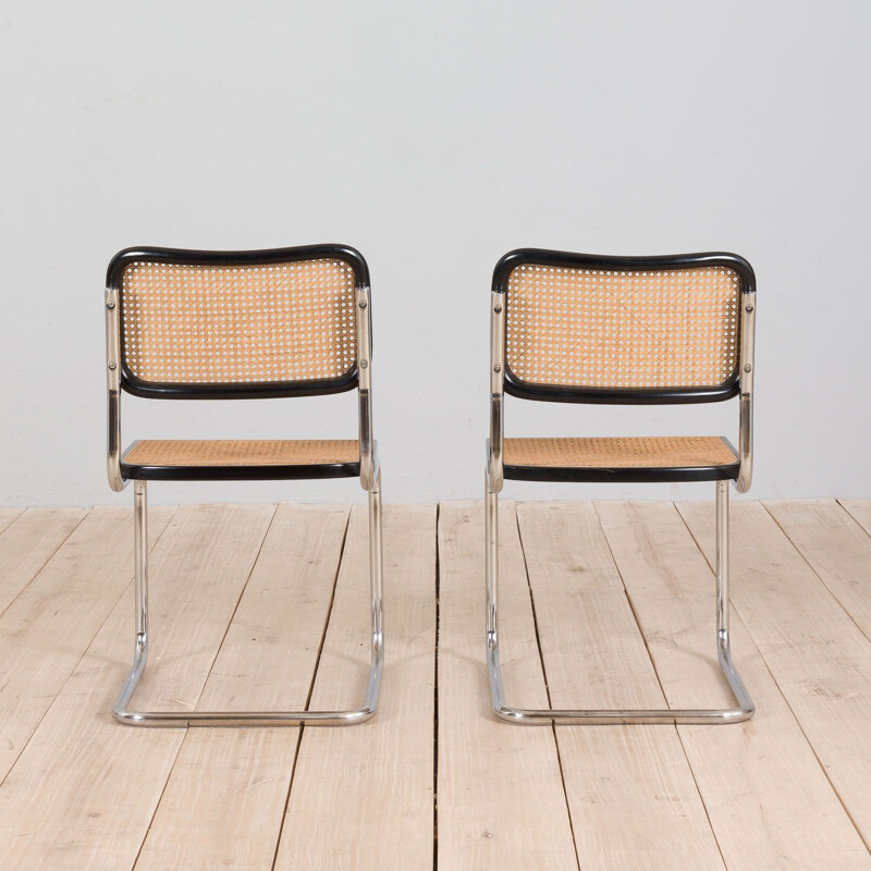 Pair of vintage black Cesca chairs by Marcel Breuer, Italy 1970s