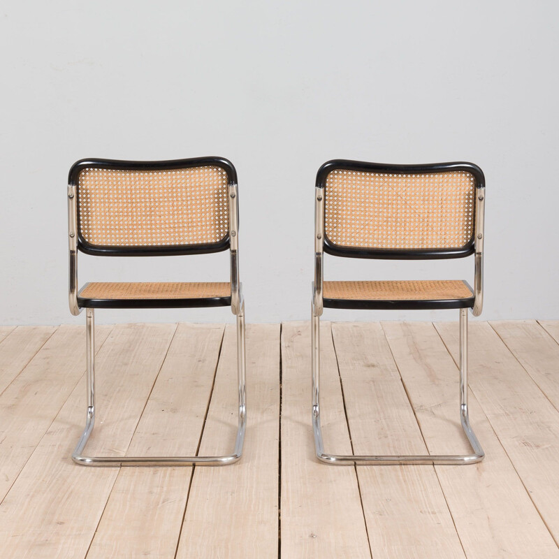Paire de chaises Cesca noires vintage de Marcel Breuer, Italie 1970