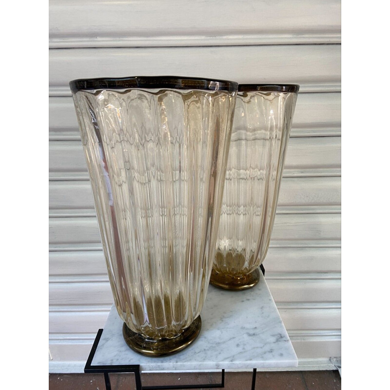 Paire de vases vintage de Toso, 1980