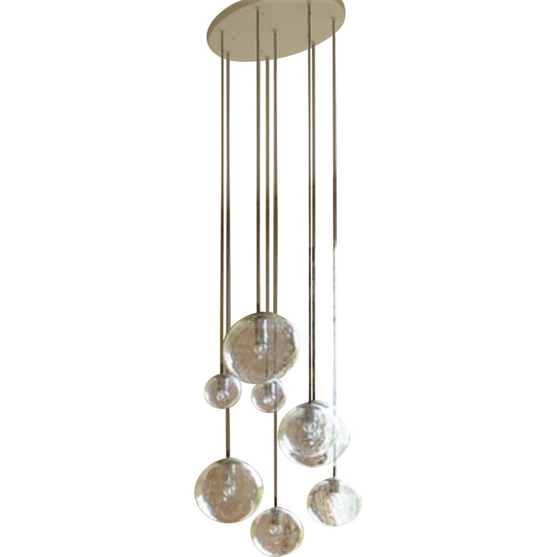 Raak Amsterdam "B-1285" chandelier in chromed metal and glass - 1970s