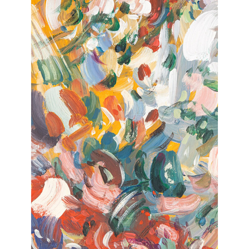 Acrílico vintage "Flores silvestres" sobre cartón de Gerard Remigereau