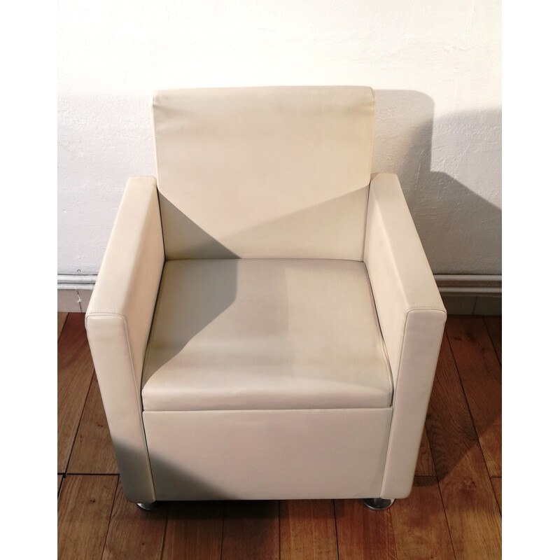 Vintage beige leather armchair