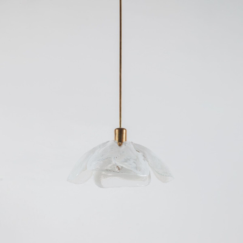 Vintage ice glass pendant lamp by J.T. Kalmar for Kalmar, 1970s