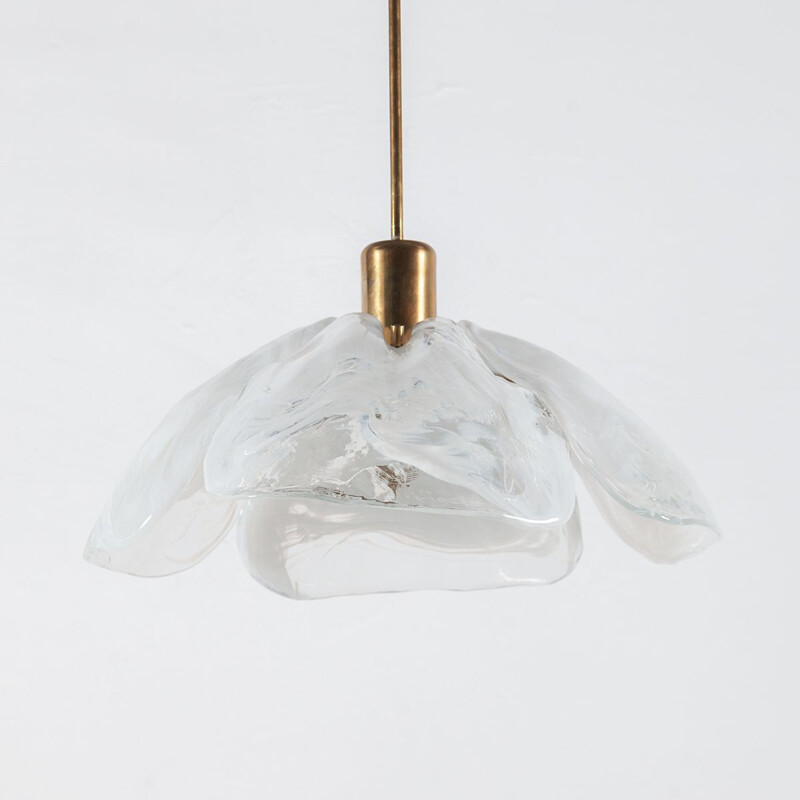 Vintage ice glass pendant lamp by J.T. Kalmar for Kalmar, 1970s