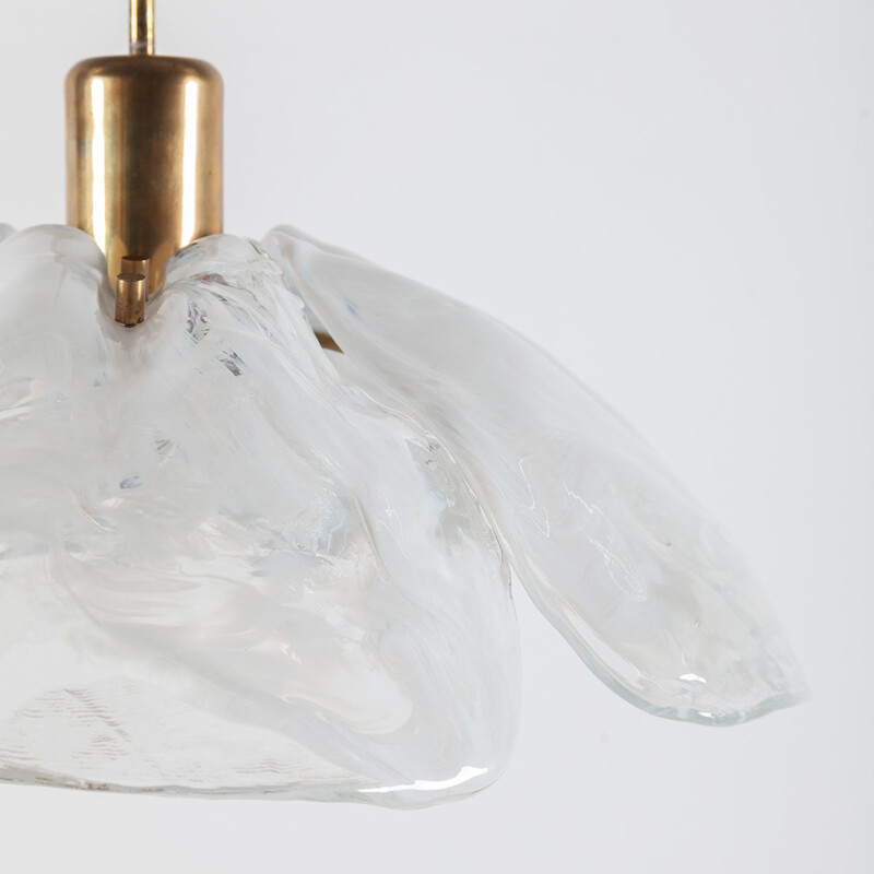Vintage ice glass pendant lamp by J.T. Kalmar for Kalmar, 1970s