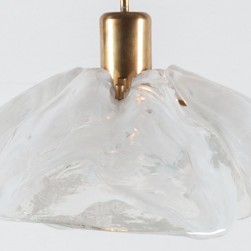 Vintage ice glass pendant lamp by J.T. Kalmar for Kalmar, 1970s