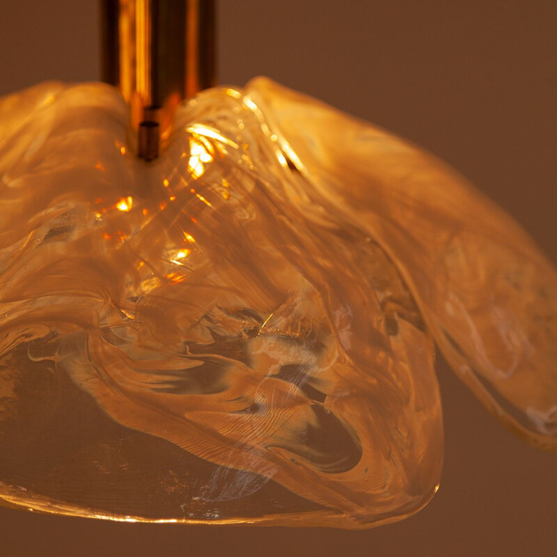 Vintage ice glass pendant lamp by J.T. Kalmar for Kalmar, 1970s