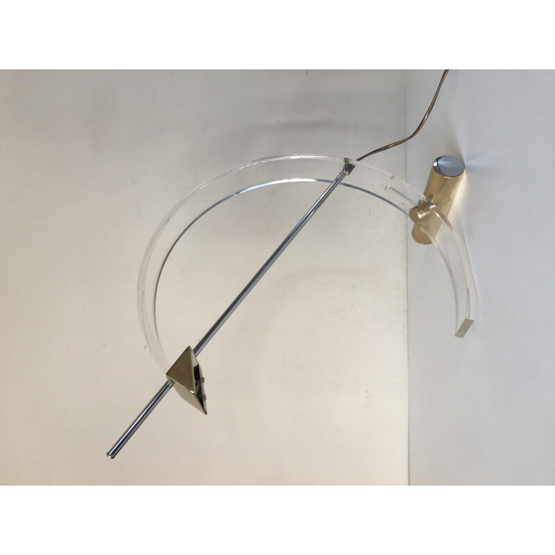 Vintage brass and plexiglass lamp, 1980