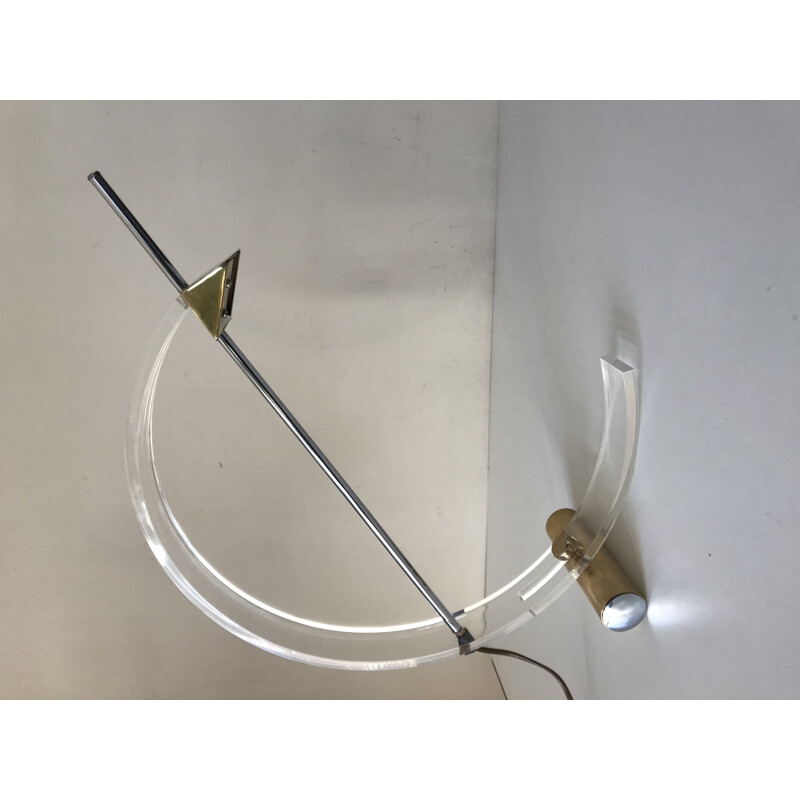 Vintage brass and plexiglass lamp, 1980