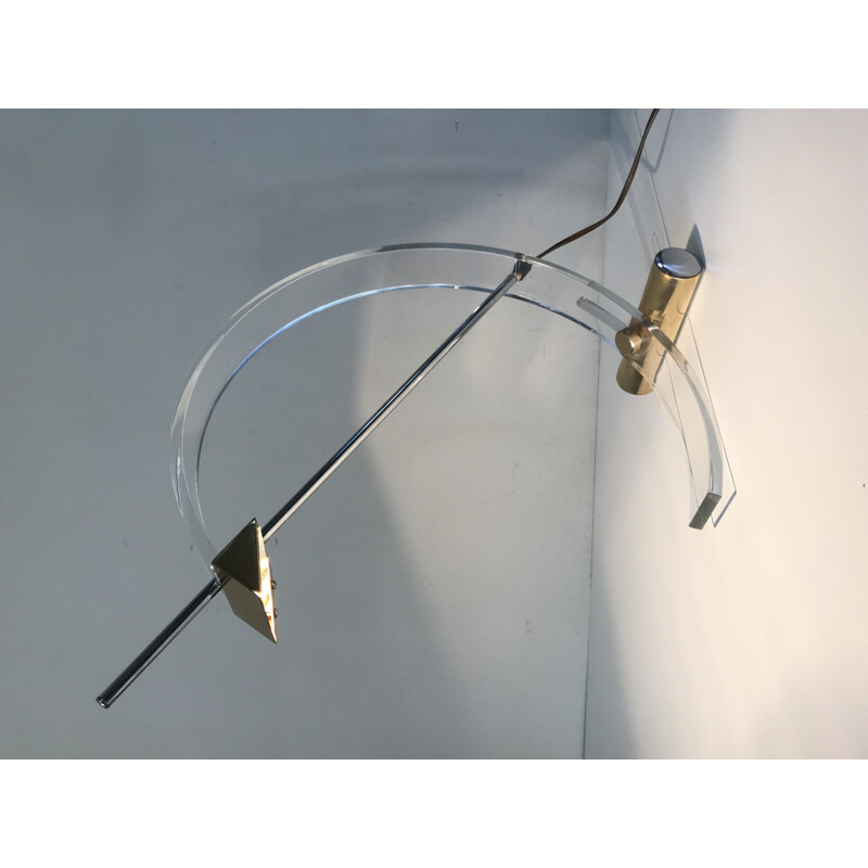 Vintage brass and plexiglass lamp, 1980