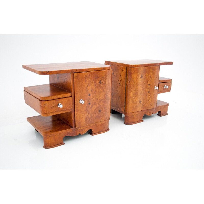 Pair of vintage Art Deco night stands, Poland