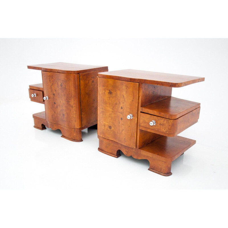 Pair of vintage Art Deco night stands, Poland