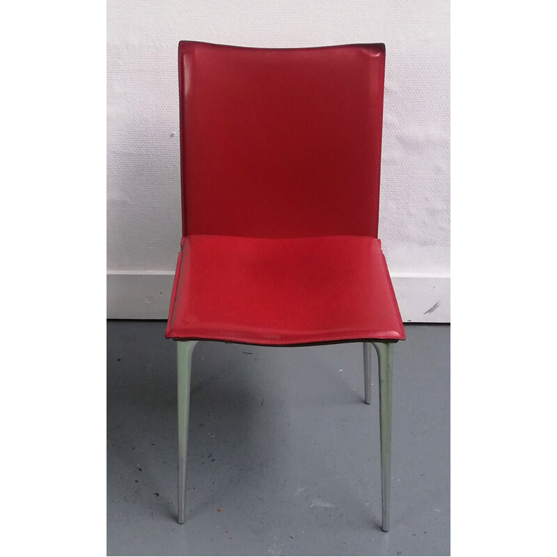 Cadeira de couro vermelho Vintage