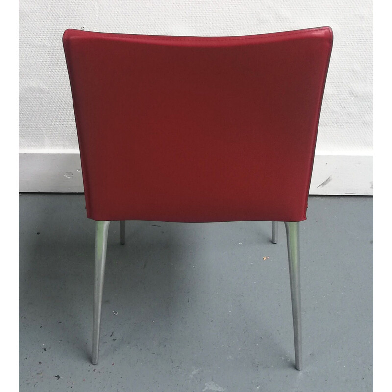 Chaise vintage en cuir rouge